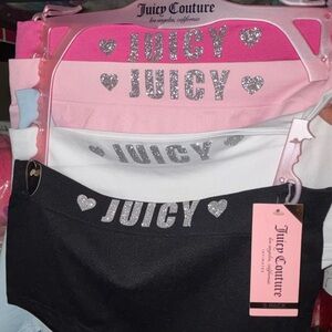 Juicy Couture Glitter Logo Panty Set - Pink, White, Black